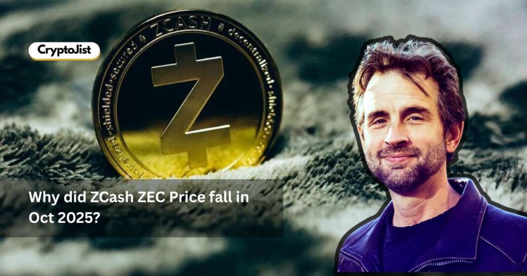 Why did ZCash ZEC Price fall in Oct 2025?