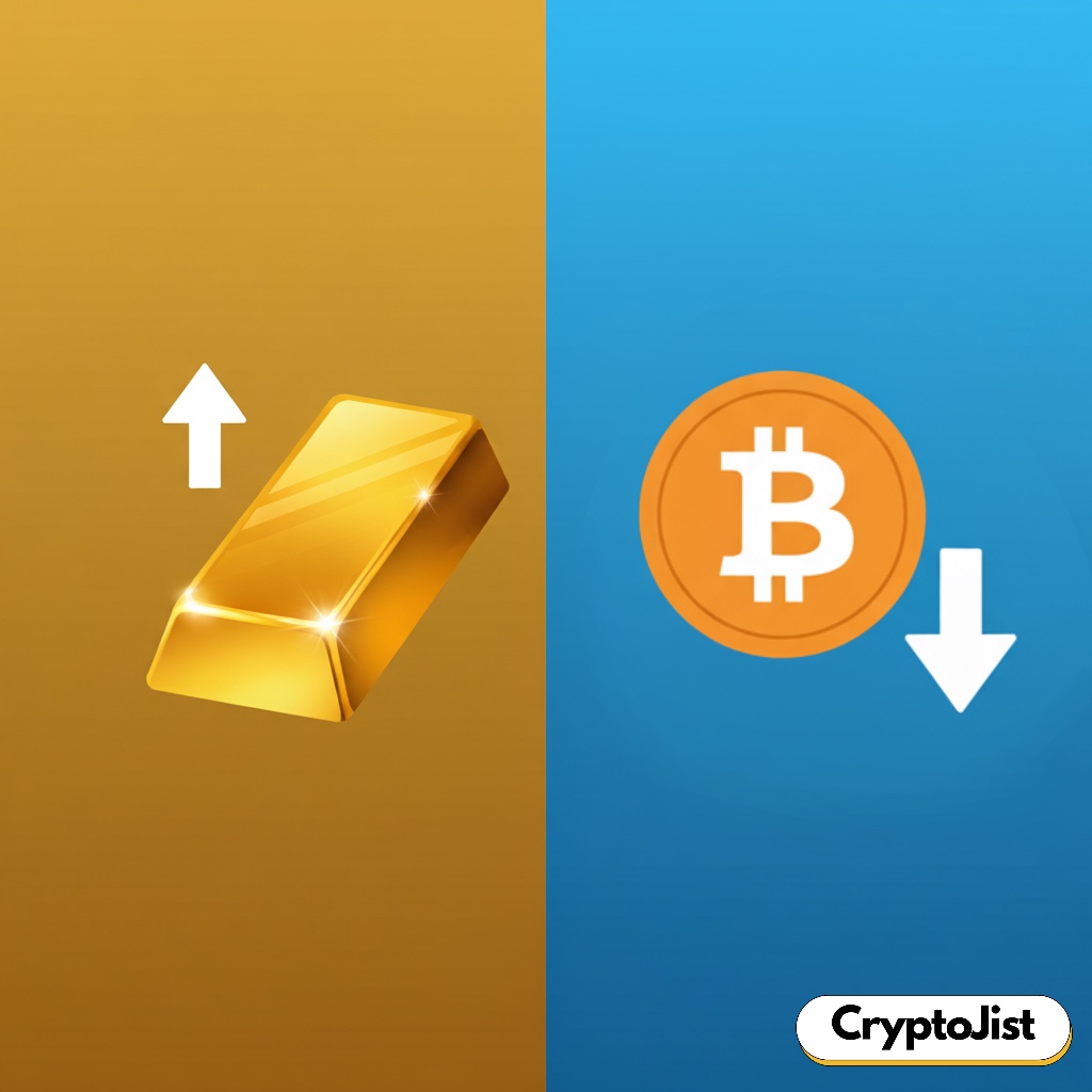 illustration of Gold Hits An All Time High and the negative correlation between risk on and risk off assets.
