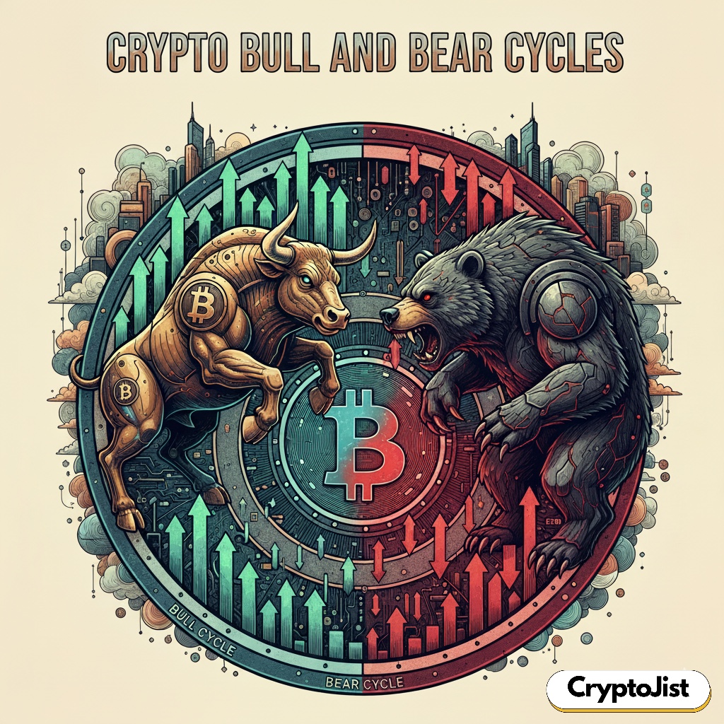 Illustration of Crypto Bull and Bear cycles