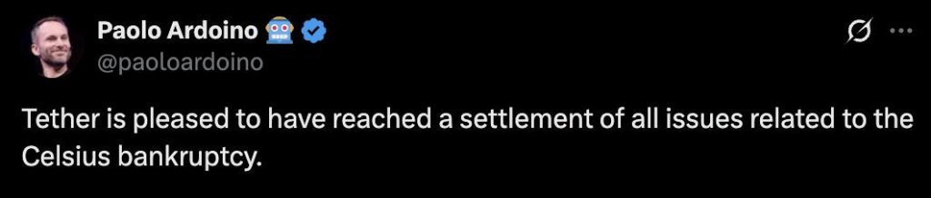 Tether CEO Paolo Ardoino expressed optimism about the resolution