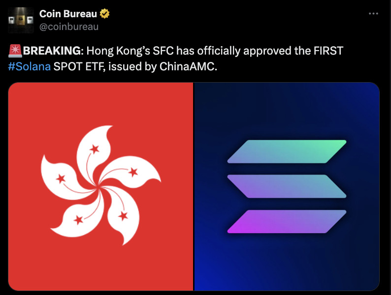 Hong Kong's SFC has officially approved the FIRST Solana SPOT ETF
