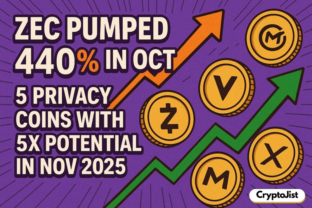 ZEC Pumped 440% In Oct – 5 Privacy Coins With 5X Potential In Nov 2025