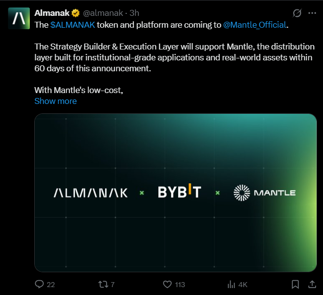Mantle Bybit & Almanak Join Forces to Revolutionize AI-Powered Onchain Finance