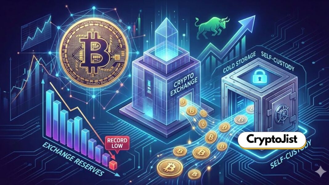 Bullish for Bitcoin as Bitcoin Exchange Reserves Hit All Time Low