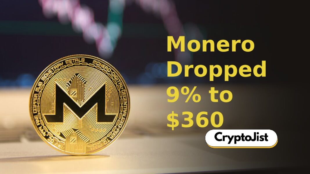Monero Dropped 9% to $360. XMR Price to Recover Today?